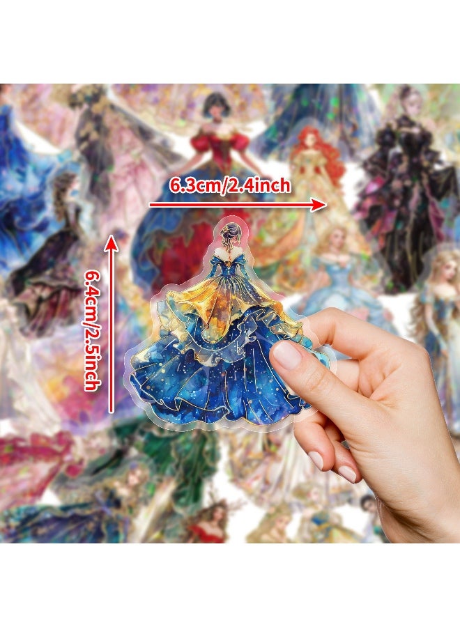 30 PCS Transparent Holographic Foil Princess Stickers – Fantasy Fairytale Royal Gown Glittering Stickers for Scrapbooking, Journaling, Planners, Art Projects - Image 3